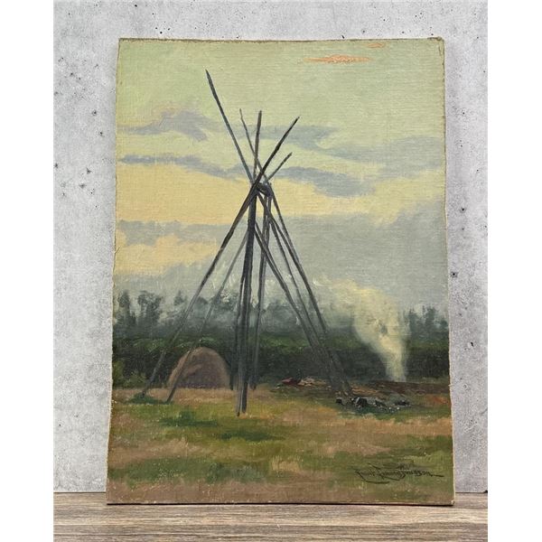 Frank Tenney Johnson Indian Village Oil Painting
