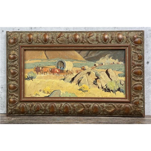 Sheryl Bodily Oil on Board Wagon Train Painting
