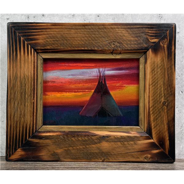 Colt Idol Montana Indian Tipi Oil Painting
