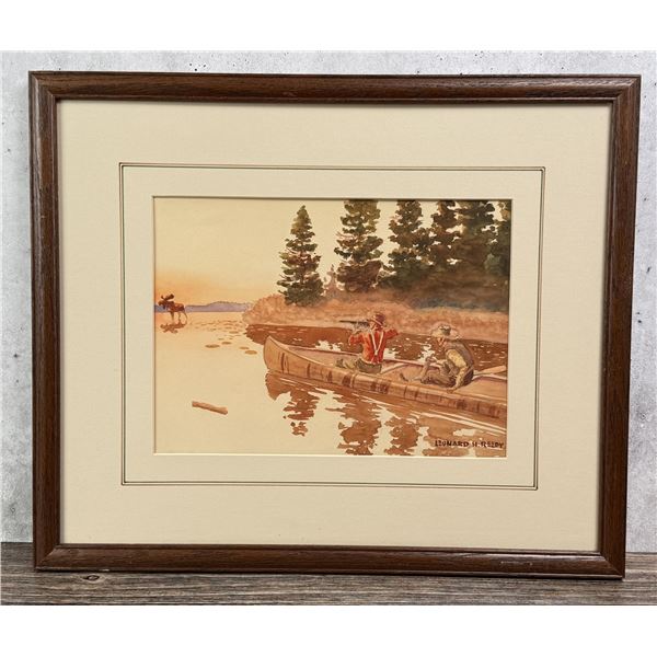 Leonard Reedy The Moose Hunter Watercolor Painting