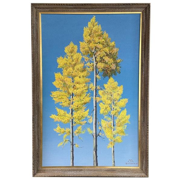 Emil Bisttram Taos New Mexico Trees Oil Painting