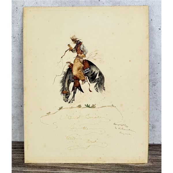 George Bourke Cowboy Watercolor Painting