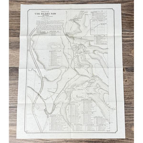 1936 Battle of The Bear Paw Map Montana
