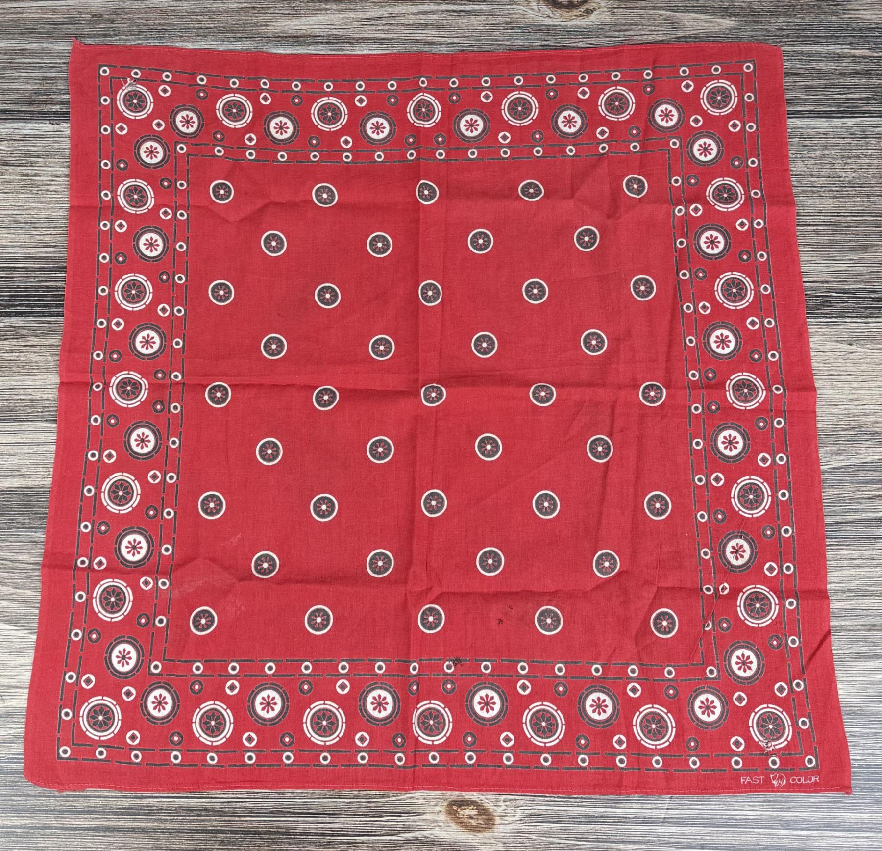 Antique Cowboy Fast Color Bandana Handkerchief
