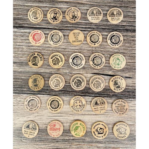 Collection of Wooden Nickel Tokens