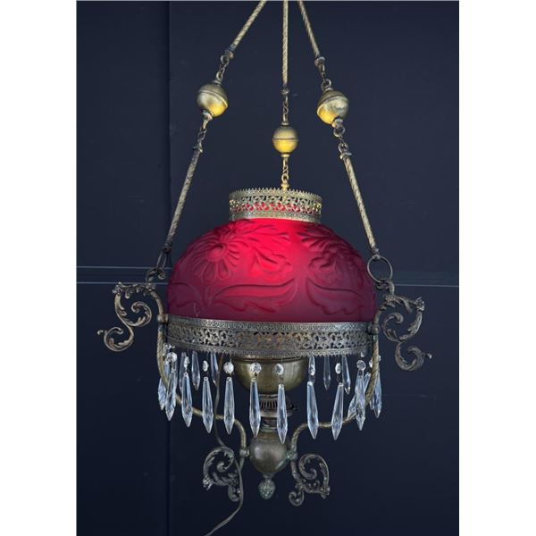 Victorian Montana Frontier Hanging Cranberry Lamp