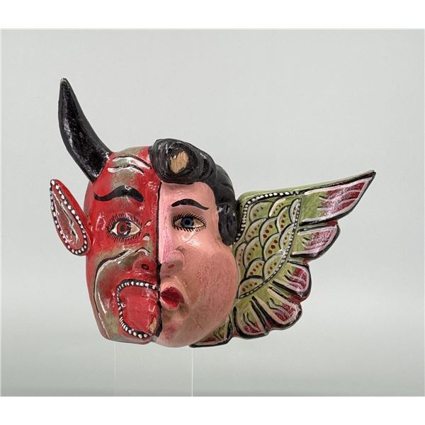 Antique Mexican Folk Art Angel Devil Mask
