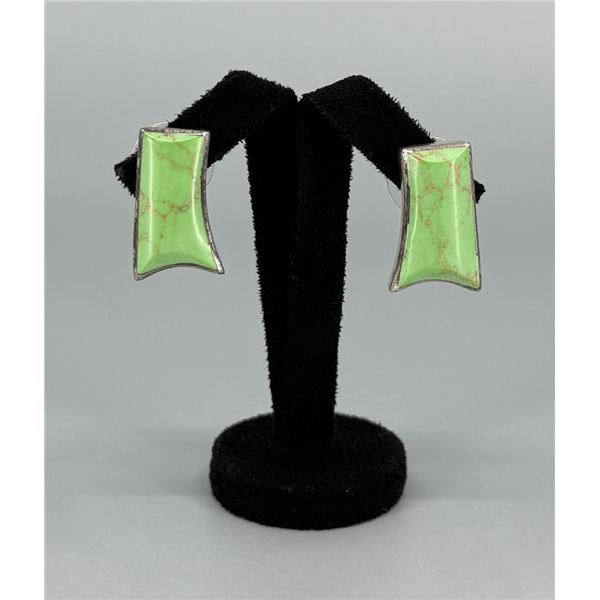 Taxco Mexico Sterling Silver Gaspeite Earrings