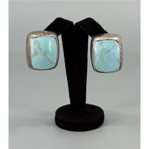 Taxco Mexico Sterling Silver Howlite Earrings