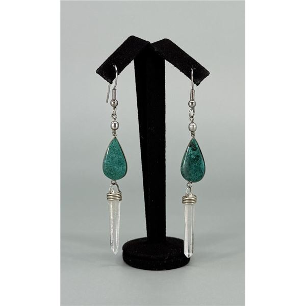 Chrysocolla & Natural Crystal Earrings