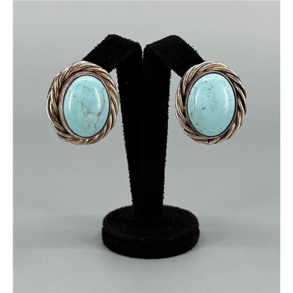 Taxco Mexico Sterling Silver Howlite Earrings