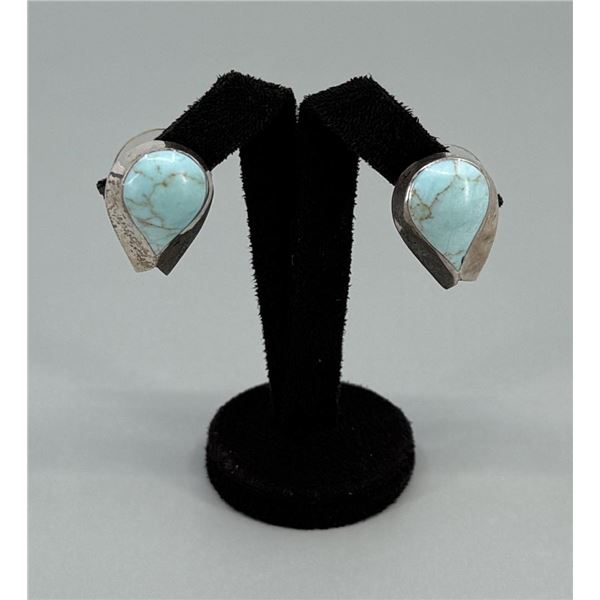 Navajo Sterling Silver Howlite Earrings