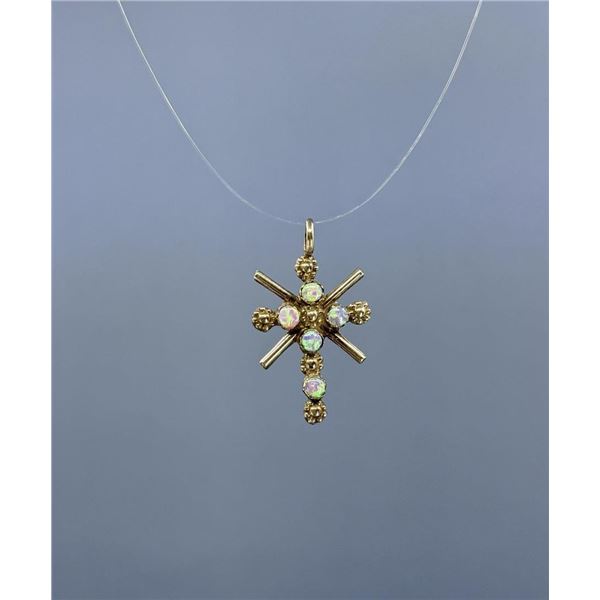 Sterling Silver Opal Cross Pendant