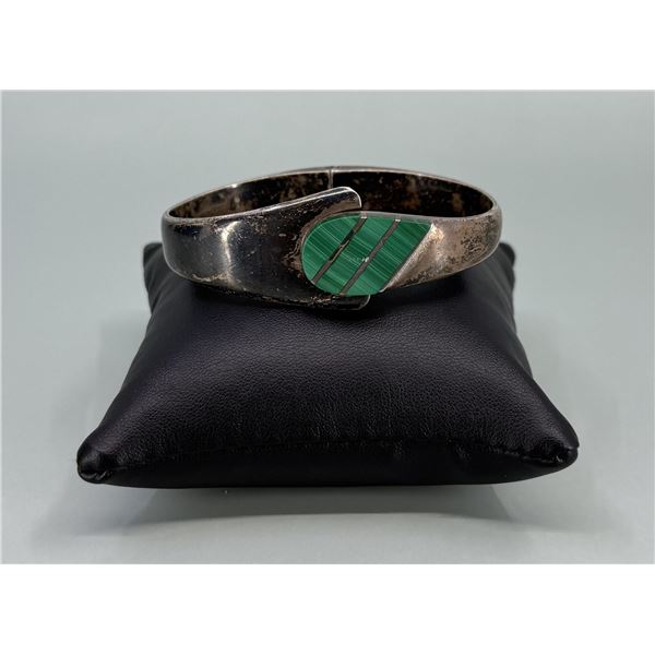 Taxco Mexico Sterling Silver Malachite Bracelet