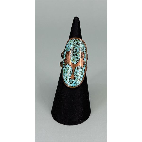 Trading Post Copper Turquoise Chip Inlaid Ring