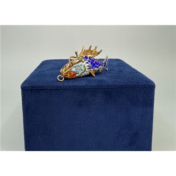 Sterling Silver Articulated Fish Cloisonne Pendant