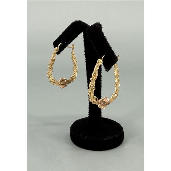 14K Yellow and Rose Gold Hoop Earrings
