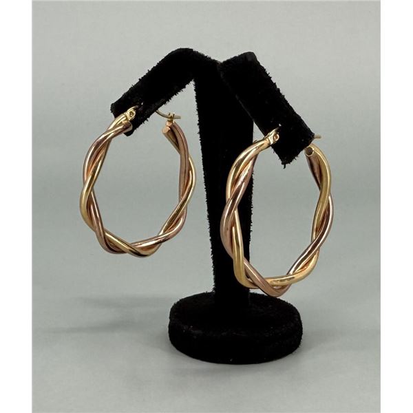 10K Gold Twisted Hoop Earrings