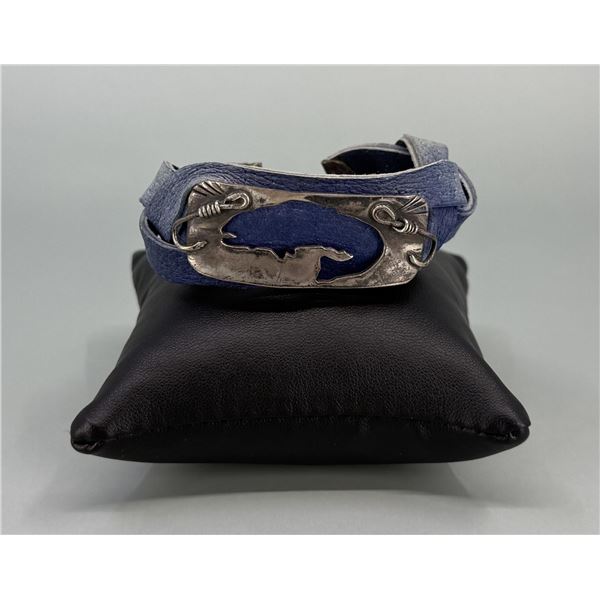 Sterling Silver Leather Navajo Trout Bracelet