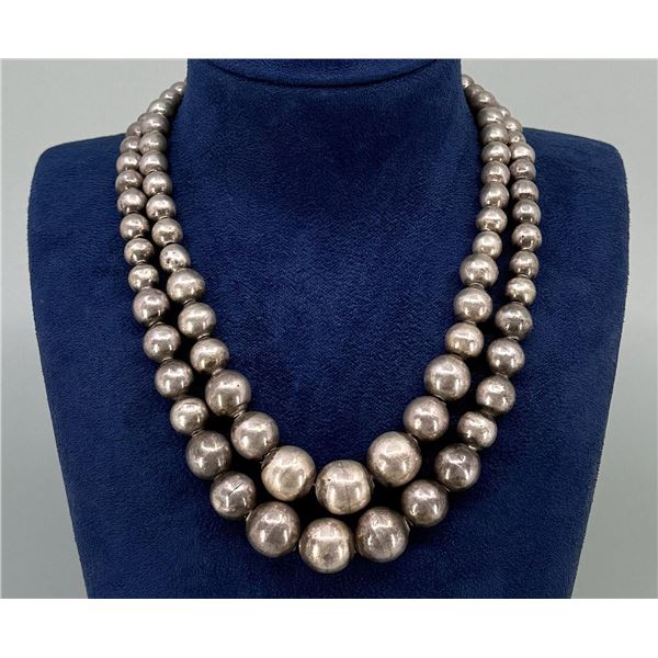 Taxco Mexico Sterling Silver Ball Bead Necklace