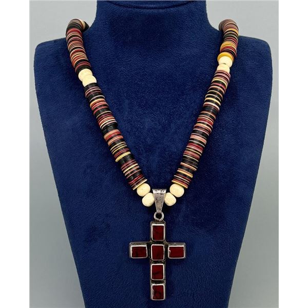 Taxco Mexico Sterling Silver Cross Necklace