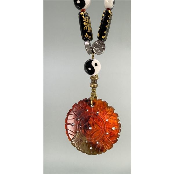 Hippie Boho Carved Carnelian Necklace