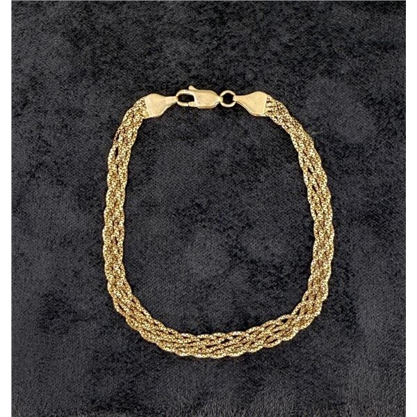14k Gold Braided Rope Chain Bracelet