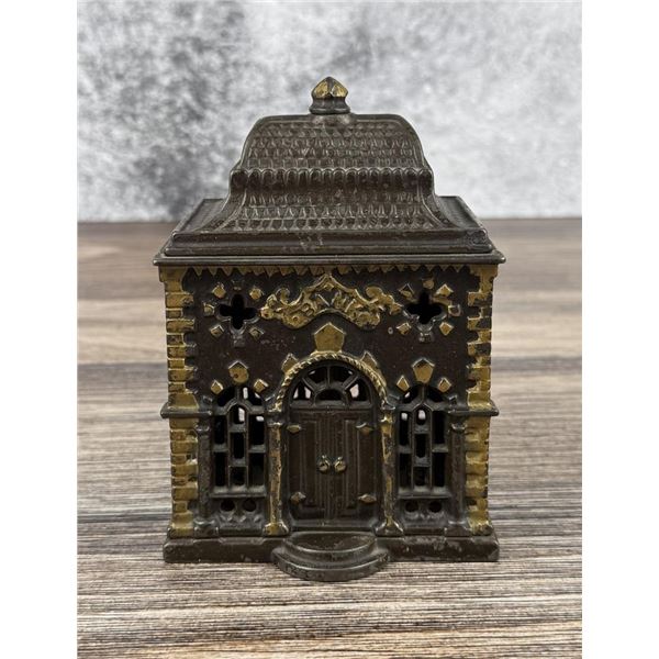 J&E Stevens Roof Bank Cast Iron Bank