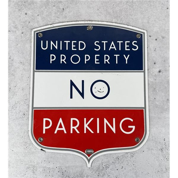 Porcelain United States Property No Parking Sign