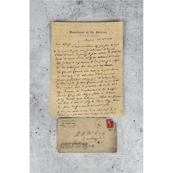 Indian Territory Agent Dew Moore Wisdom Letter