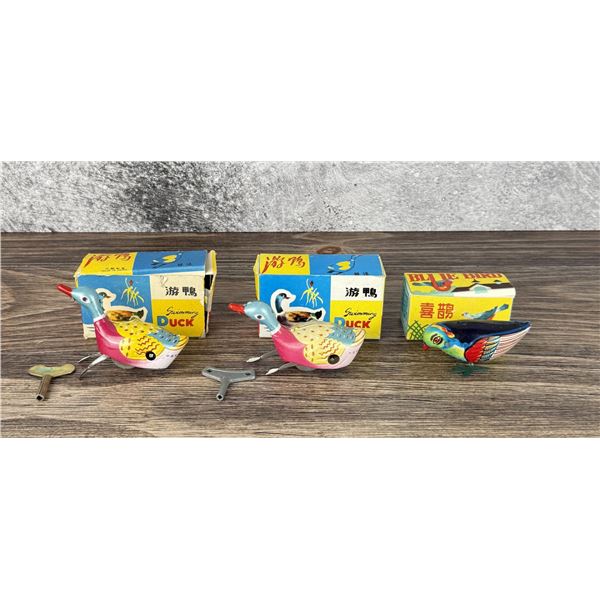 Tin Litho Duck and Bird Toys