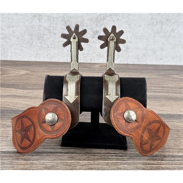 Gene Rogers Silver Overlay Arrow Cowboy Spurs