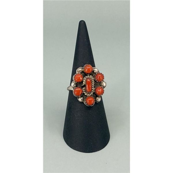 Zuni Petit Point Sterling Coral Ring