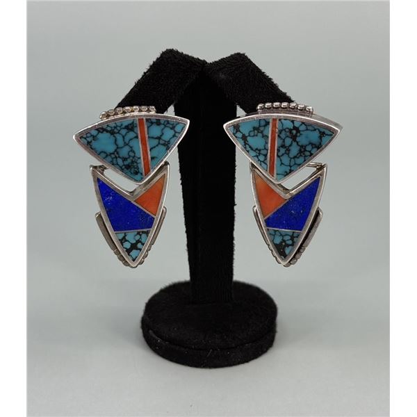 Ray Tracey Navajo Sterling Silver Earrings