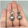 Image 2 : Navajo Sterling Silver Button Pearl Earrings