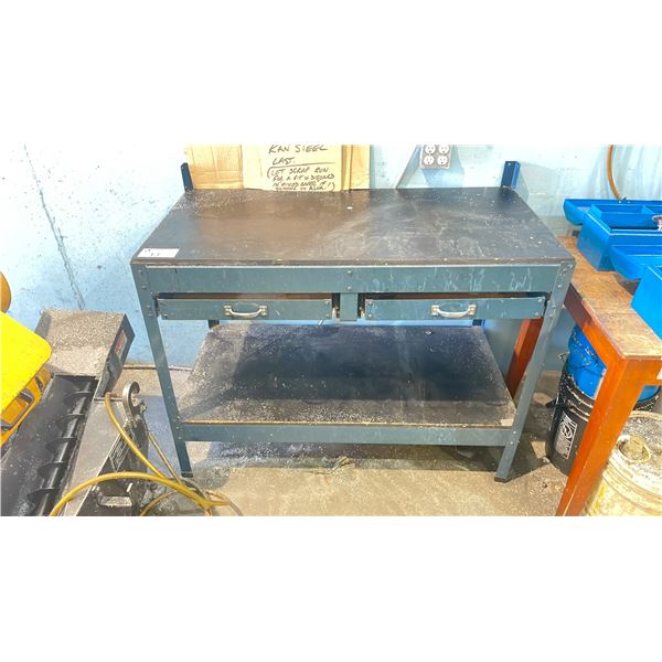 MASTERCRAFT BLUE METAL 2 DRAWER 48"W X 24"D X 36"H INDUSTRIAL WORKBENCH