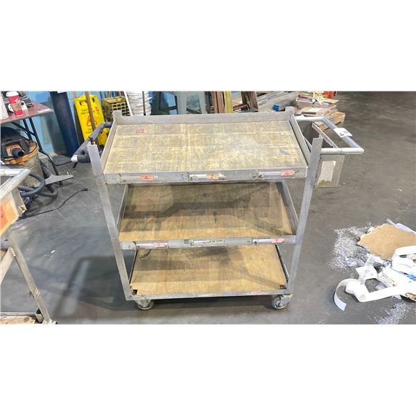 ALUMINUM 47"W X 18"D X 41 1/2"H INDUSTRIAL 3 TIER MOBILE PRODUCT CART