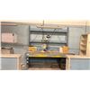 Image 1 : BLUE ADJUSTABLE  INDUSTRIAL WORK TABLE WITH LIGHTING BACK RACK AND 3 DRAWER STORAGE  CABINET  AND 3