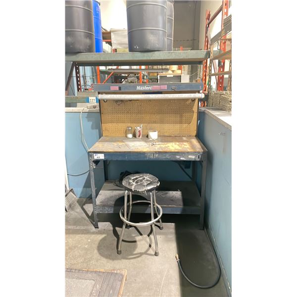 MASTERCRAFT BLUE METAL 48"W X 24"D X 36"H INDUSTRIAL WORKBENCH WITH PEGBOARD BACK SHELF