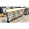 Image 1 : TRINITY MOBILE  STAINLESS STEEL TOOLBOX  TABLE WITH WOOD BENCH,  8 DRAWER ONE LG CABINET 72"W X