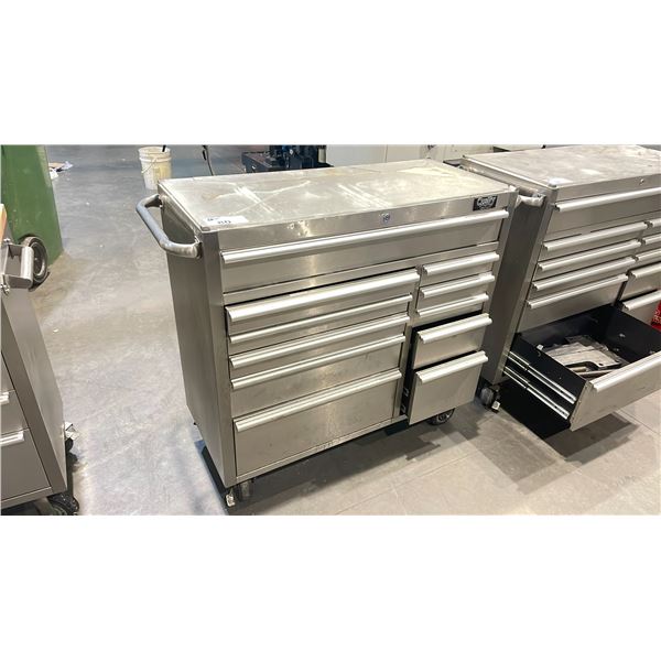 QUALITY CRAFT STAINLESS STEEL MOBILE 11 DRAWER BOTTOM  TOOLBOX 41"W X 18"W X 40.5H