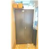 Image 1 : BLACK METAL 36W X 16"D 73"H 2 DOOR STORAGE CABINET WITH CONTENTS