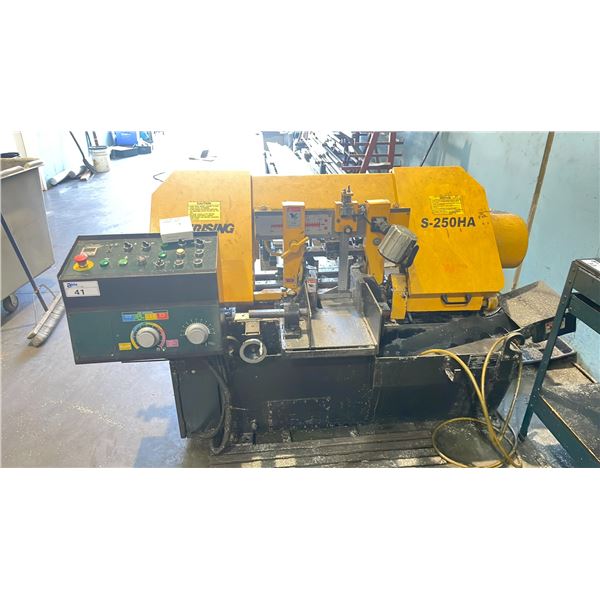 EVERISING S-250HA 20" HORIZONTAL INDUSTRIAL METAL CUTTING BAND SAW WITH ROLLER CONVEYOR SECTION