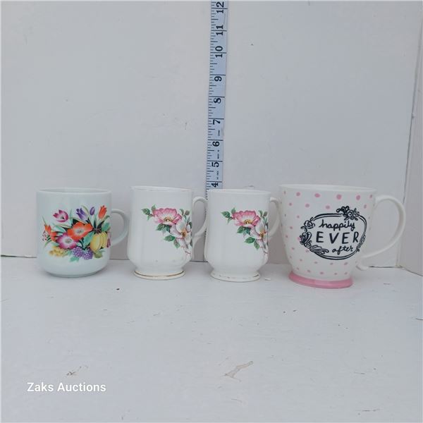 Lot Of Four Coffee Cups, Clay Art & Crown Ceramics