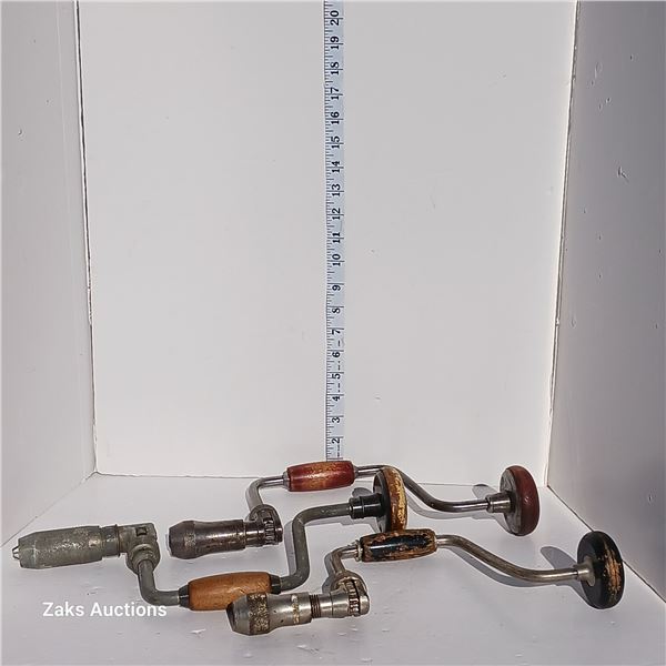 Three Vintage Bit Brace Drills