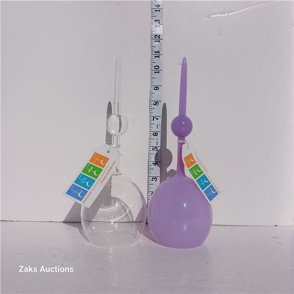 New Lot Of Two The Beach Glass - Stands Staright in sand, Dirt, Snow + Original Wine Glass