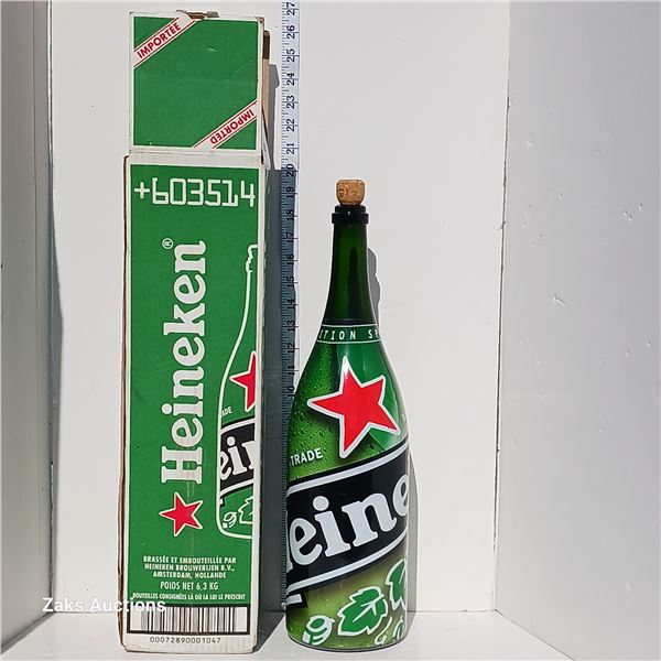 Huge 19" Special Release 3 Quart Heineken Bottle & Box