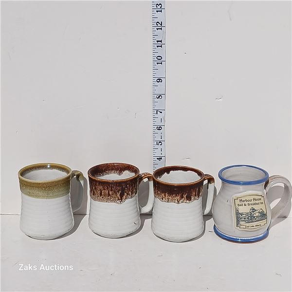 Three Vintage Drip Ring Mugs & Harbour House Mug