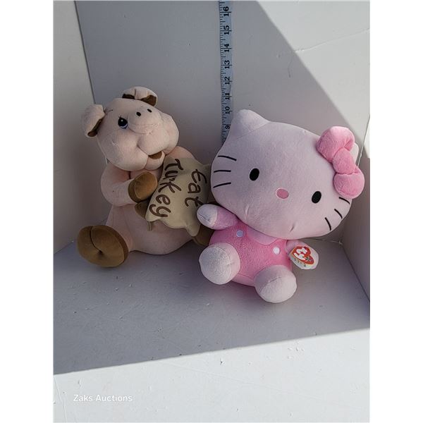 Large TY Hello Kitty Stuffies & Adorable Pig Sutffie