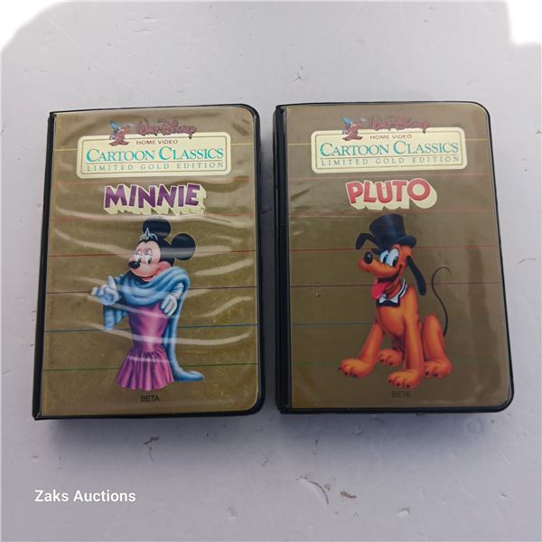 Two Vintage Beta Max, Limited Gold Edition, Minnie & Pluto